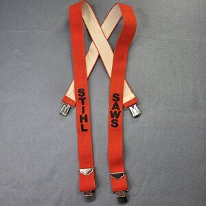 Stihl Suspenders Orange Logger Metal Clamp Style Attachment  Adjustable Size 42